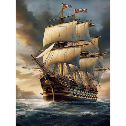 Sailing Boat - Full Round Drill Diamond Painting 30*40CM