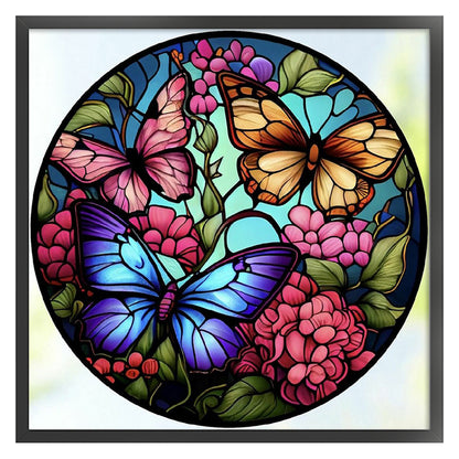 Glass Painting-Butterfly - 11CT Stamped Cross Stitch 40*40CM