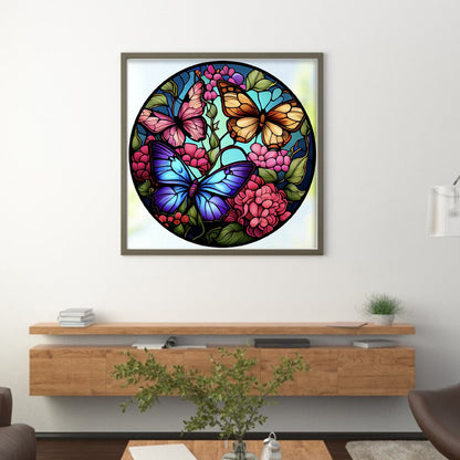 Glass Painting-Butterfly - 11CT Stamped Cross Stitch 40*40CM