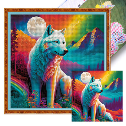 Colorful Wolf - 11CT Stamped Cross Stitch 50*50CM