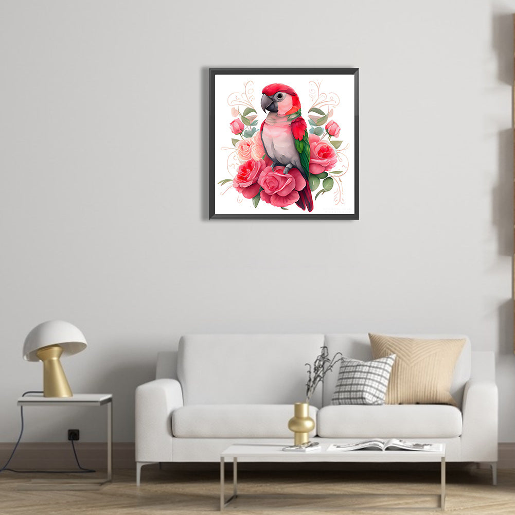 Flowers And Parrots - Full Round Drill Diamond Painting 30*30CM