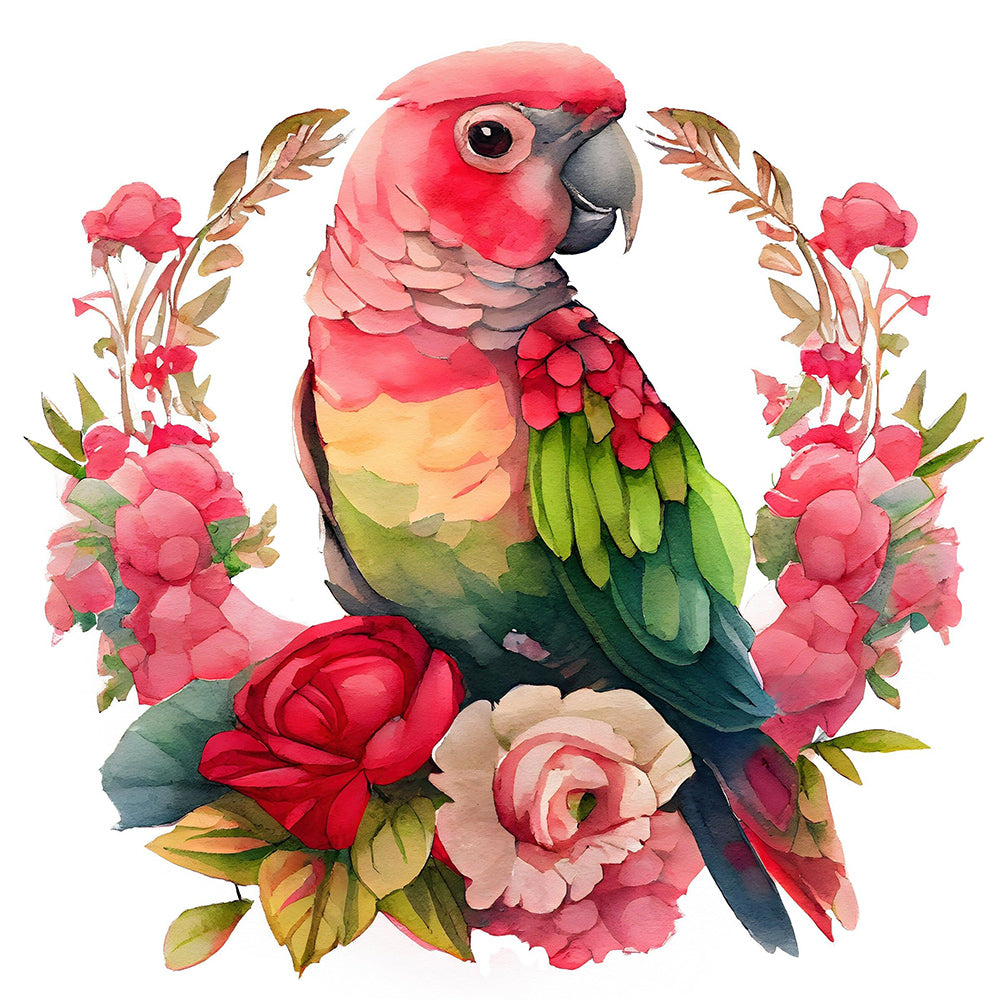 Flowers And Parrots - Full Round Drill Diamond Painting 30*30CM