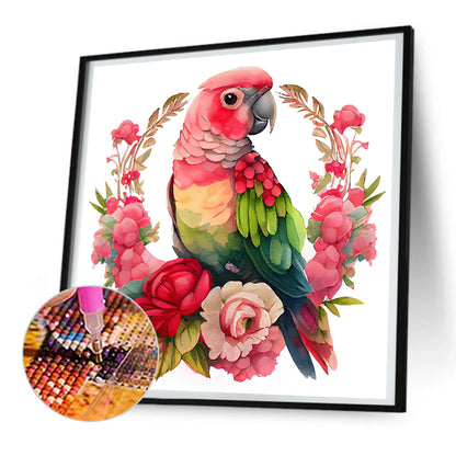 Flowers And Parrots - Full Round Drill Diamond Painting 30*30CM