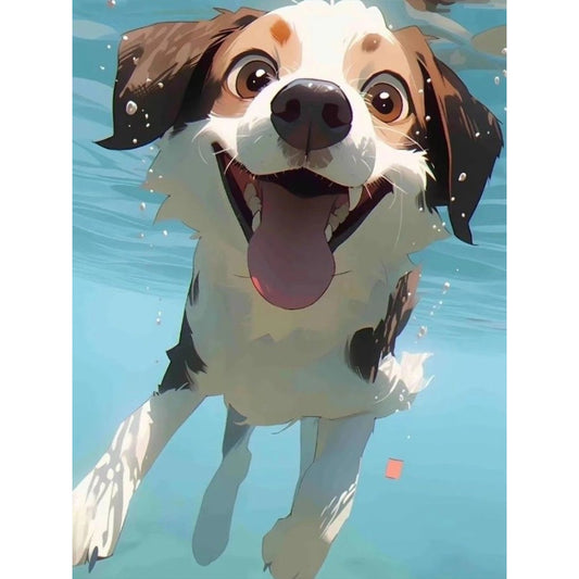 Puppy Swimming Underwater - Full Round Drill Diamond Painting 30*40CM
