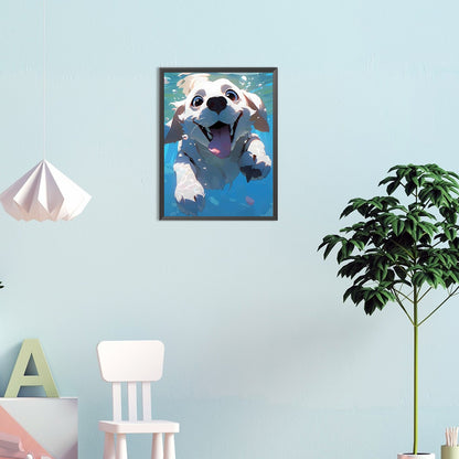 Puppy Swimming Underwater - Full Round Drill Diamond Painting 30*40CM
