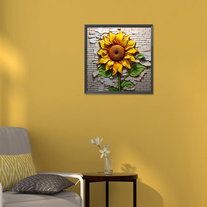 Flowers Growing In The Cracks Of The Wall - Full Round Drill Diamond Painting 30*30CM