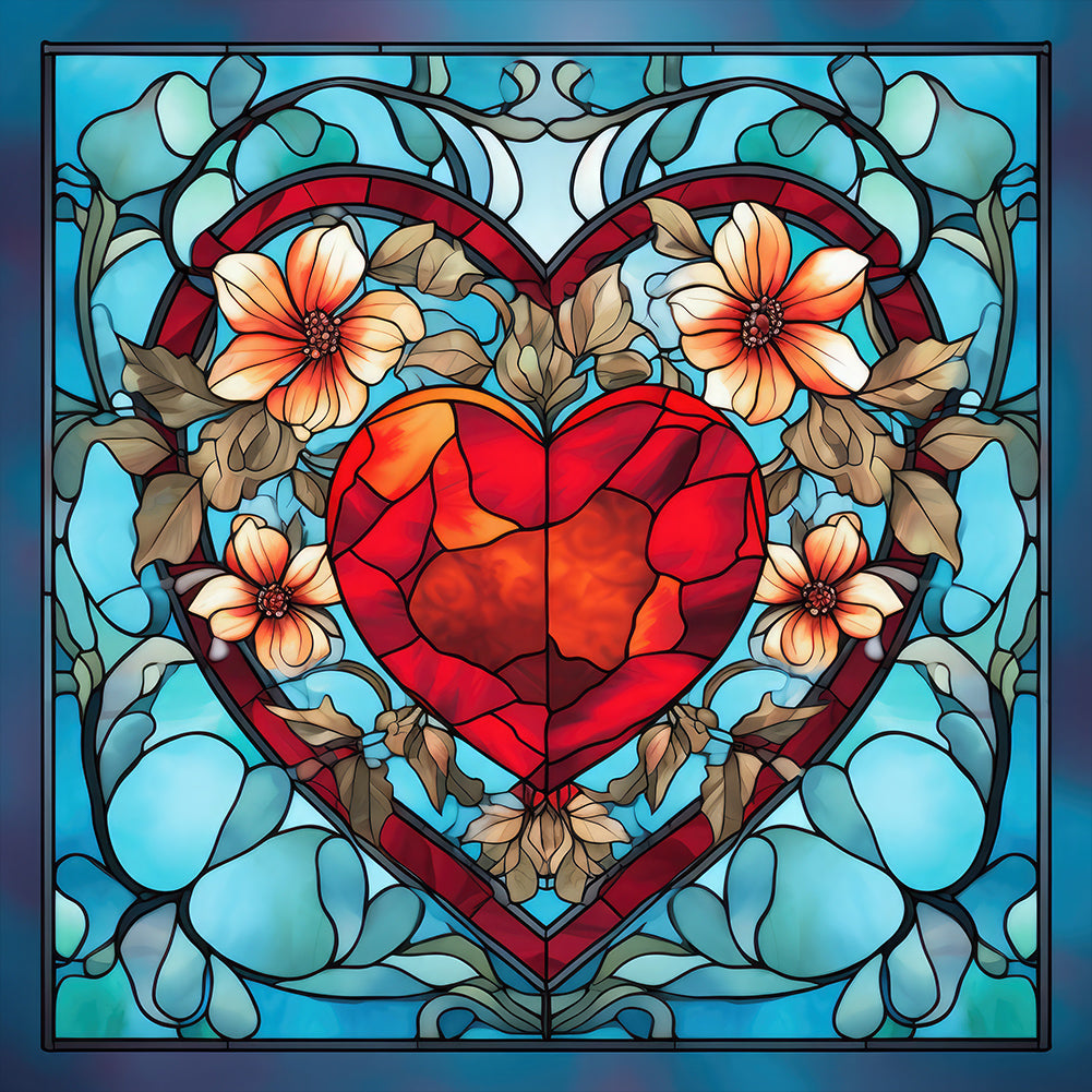 Glass Painting-Love Flowers - 11CT Stamped Cross Stitch 40*40CM