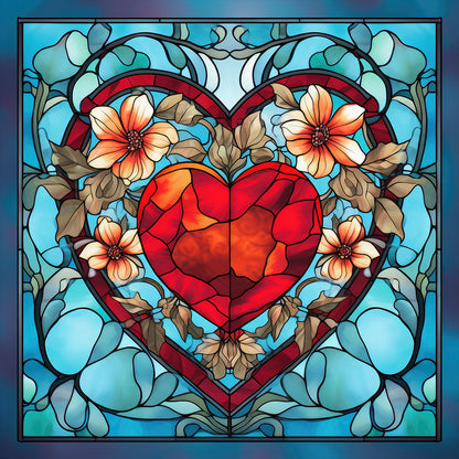 Glass Painting-Love Flowers - 11CT Stamped Cross Stitch 40*40CM