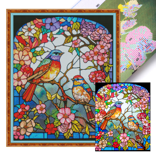 Glass Painting-Bird - 14CT Stamped Cross Stitch 40*50CM