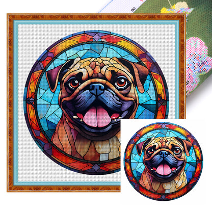 Glass Painting-Bulldog - 11CT Stamped Cross Stitch 40*40CM