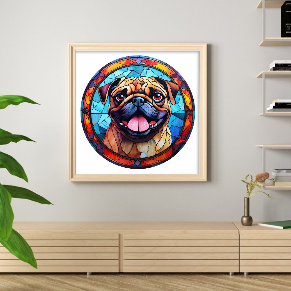 Glass Painting-Bulldog - 11CT Stamped Cross Stitch 40*40CM