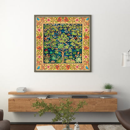 Trees And Flowers - 11CT Stamped Cross Stitch 50*50CM