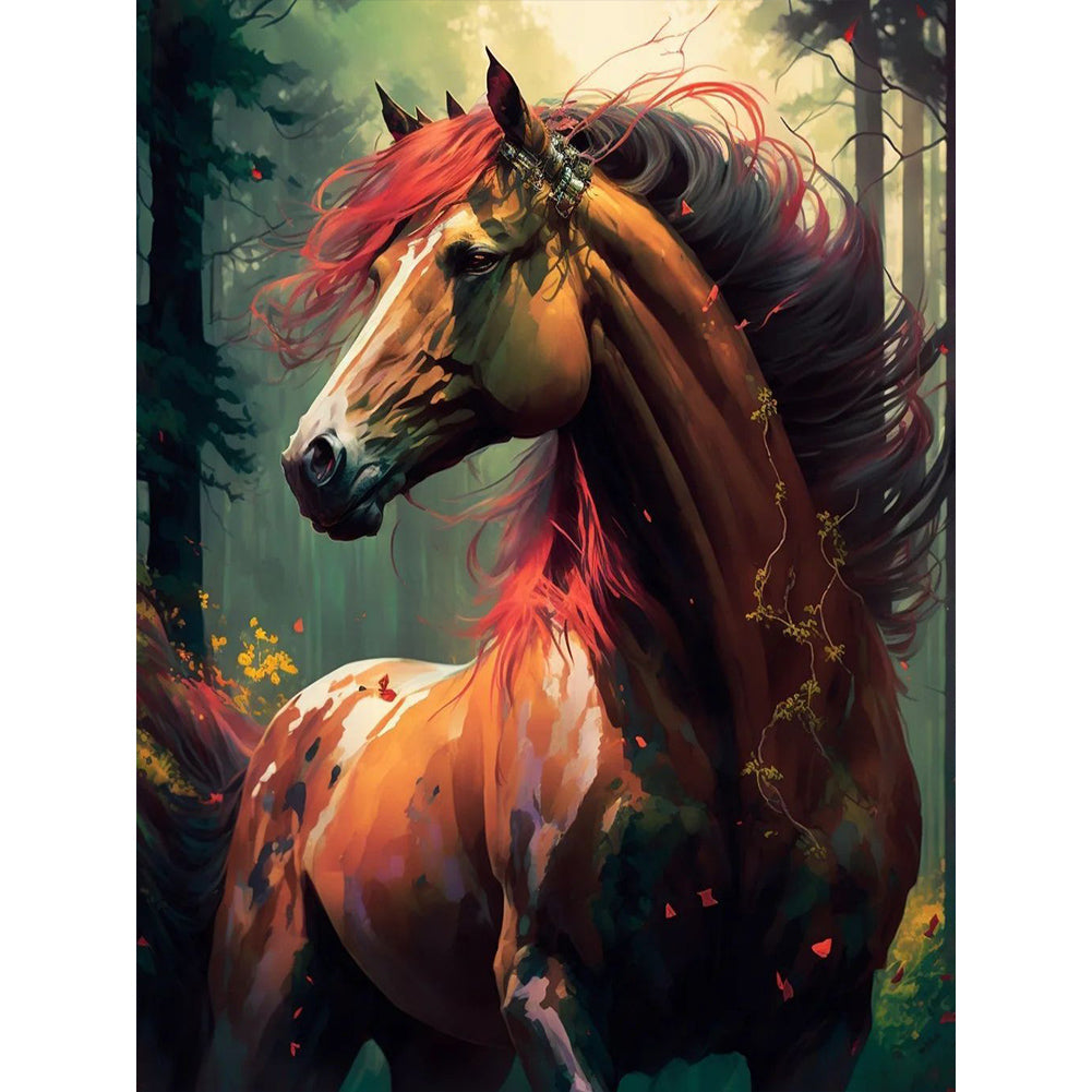 Red Mustang - Full Round Drill Diamond Painting 30*40CM