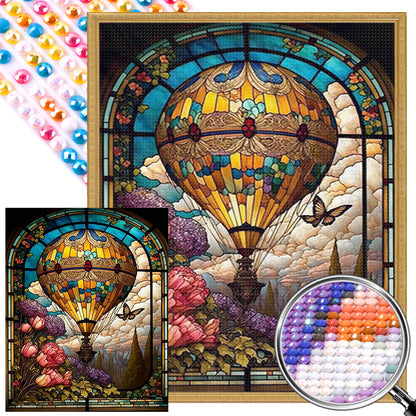 Hot Air Balloon Glass Painting - AB Round Drill Diamond Painting 40*50CM