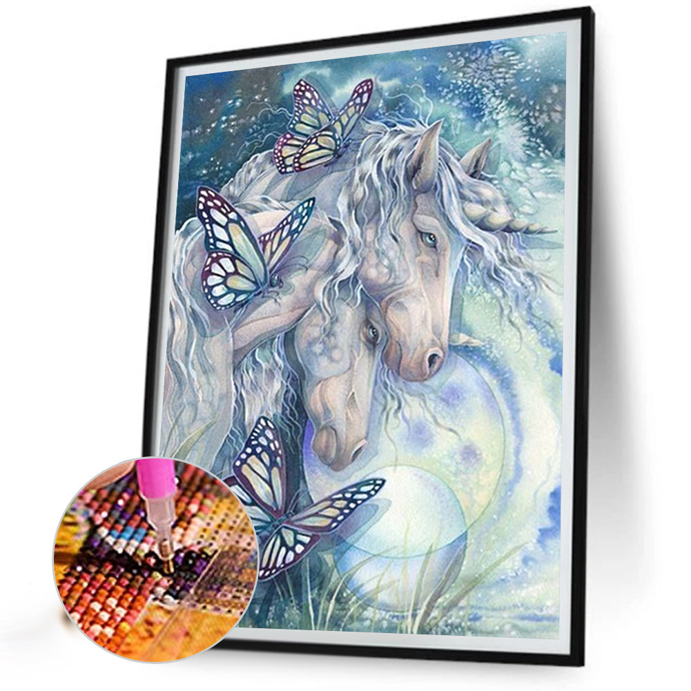 Butterfly Horse - AB Round Drill Diamond Painting 40*50CM