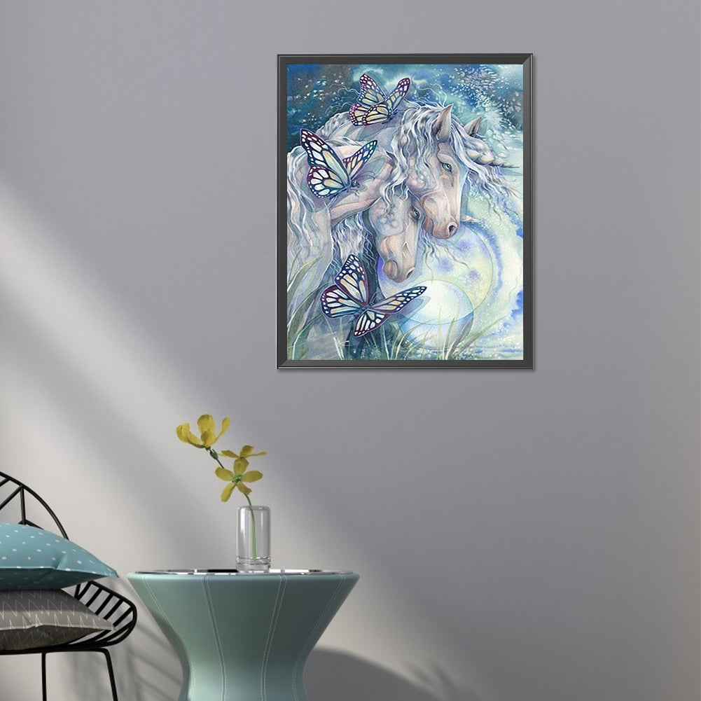 Butterfly Horse - AB Round Drill Diamond Painting 40*50CM