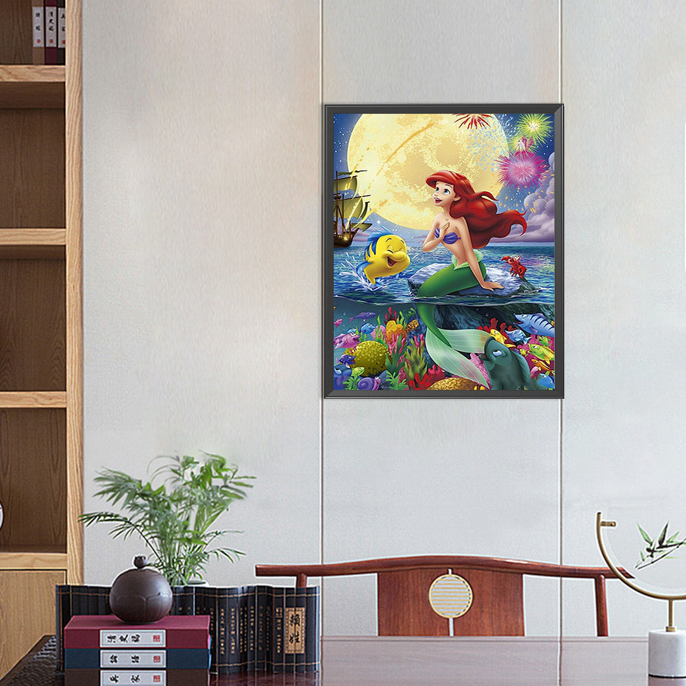 Disney Mermaid Ariel - AB Round Drill Diamond Painting 40*50CM