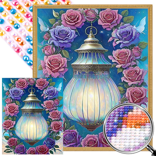 Lantern Rose - AB Round Drill Diamond Painting 40*50CM