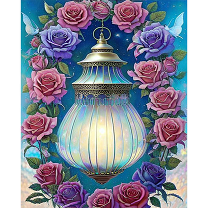 Lantern Rose - AB Round Drill Diamond Painting 40*50CM