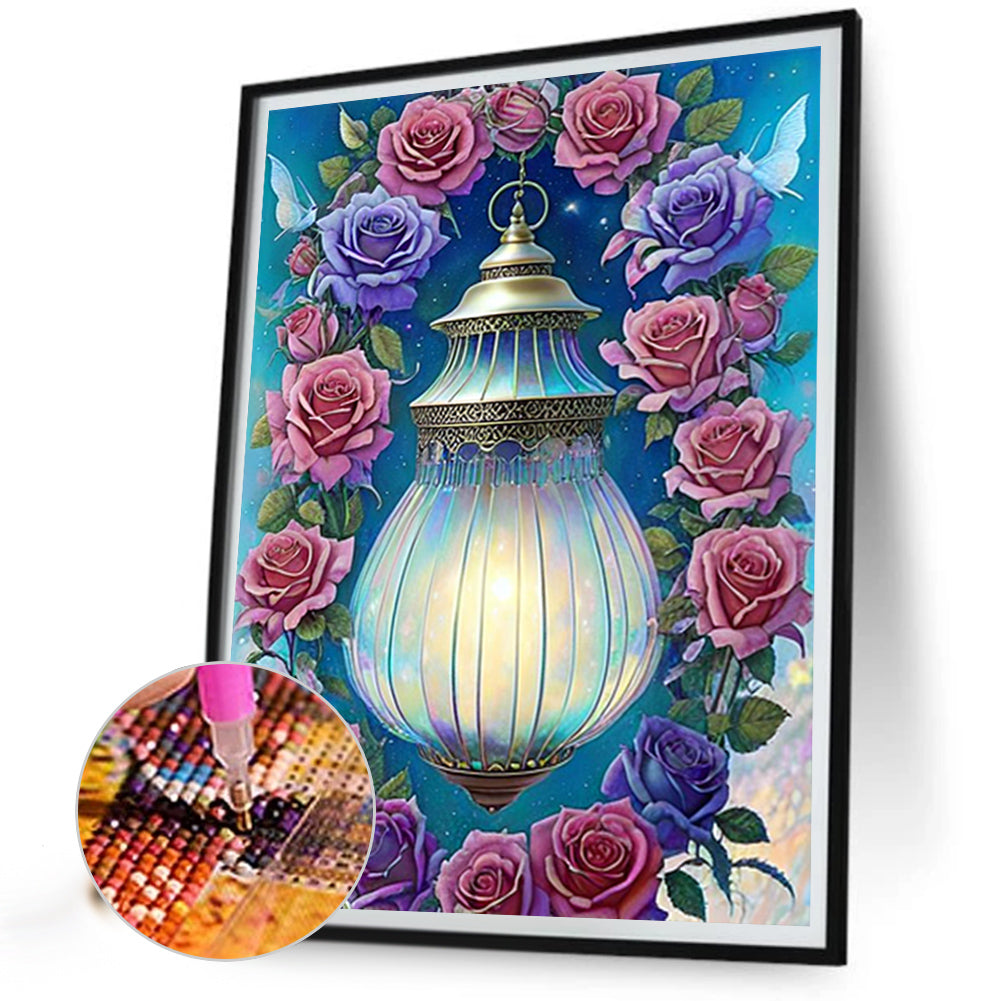 Lantern Rose - AB Round Drill Diamond Painting 40*50CM
