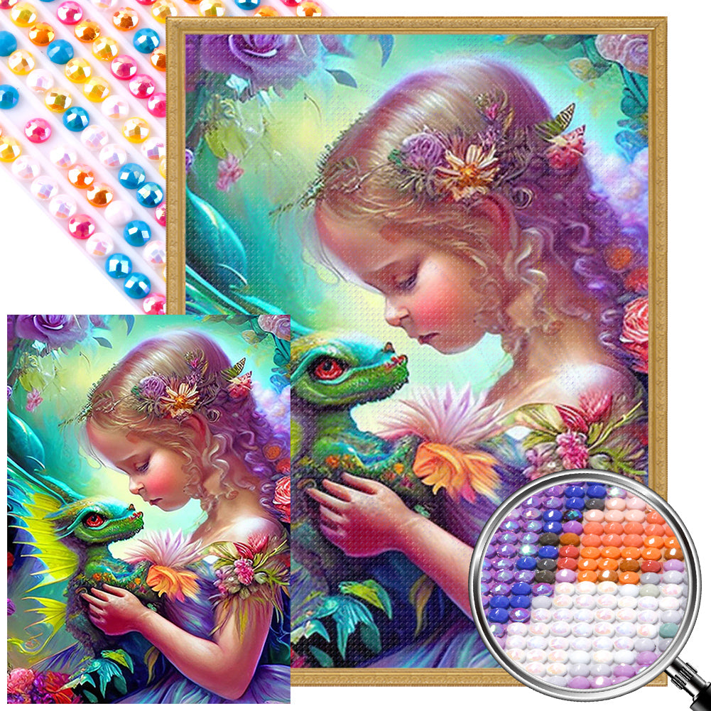 Angel Girl - AB Round Drill Diamond Painting 40*55CM