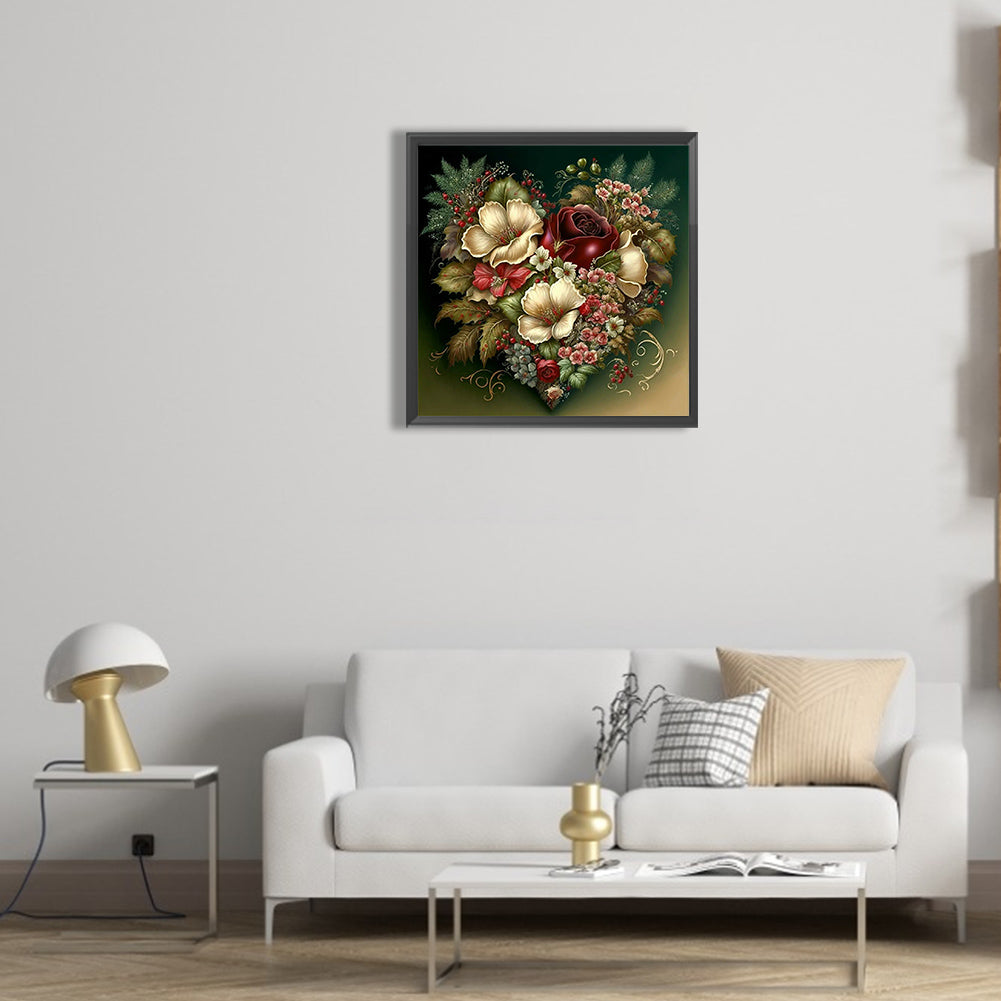 Love Flower Frame - Full Round Drill Diamond Painting 30*30CM