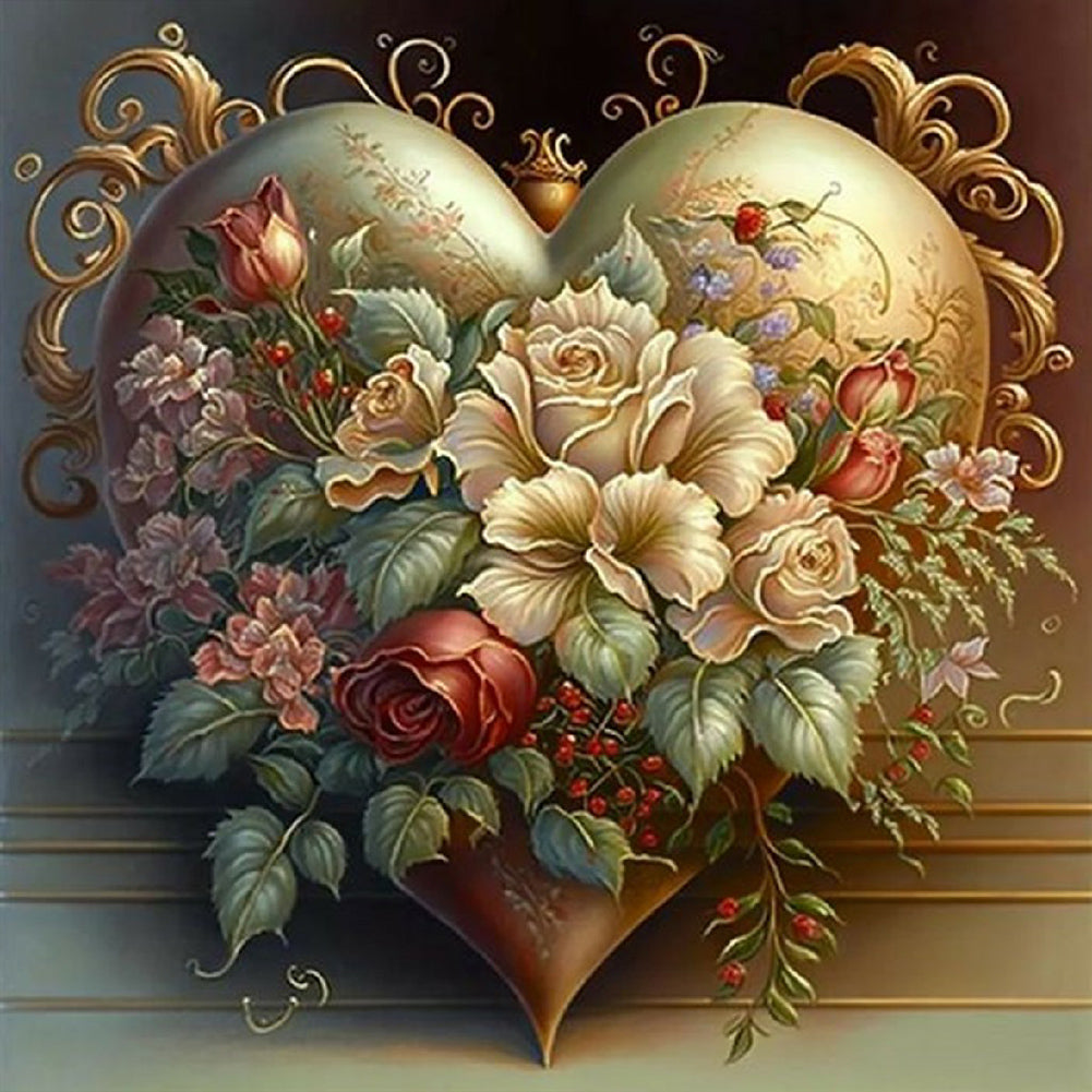 Love Flower Frame - Full Round Drill Diamond Painting 30*30CM