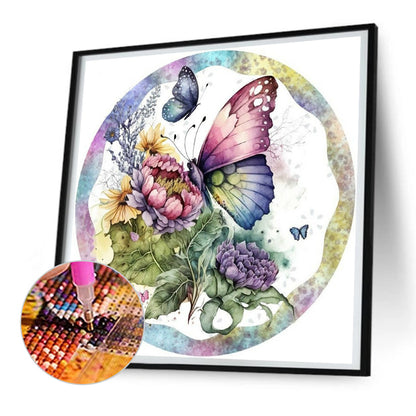 Flowers And Butterflies - Full Round Drill Diamond Painting 30*30CM