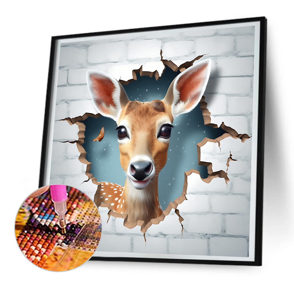 Small Animals Breaking Through The Wall - Full Round Drill Diamond Painting 30*30CM