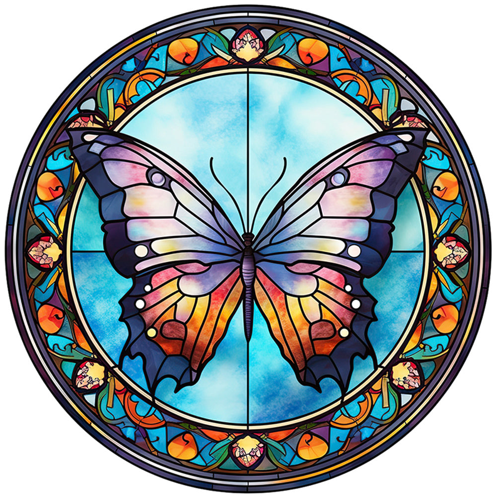 Glass Painting-Butterfly - 18CT Stamped Cross Stitch 20*20CM