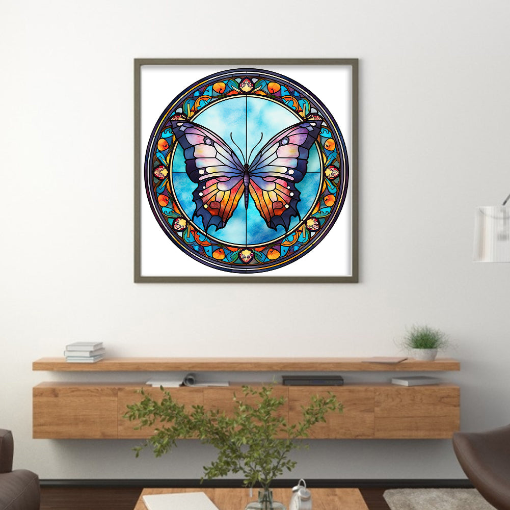 Glass Painting-Butterfly - 18CT Stamped Cross Stitch 20*20CM