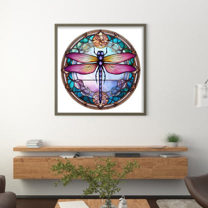 Glass Painting-Dragonfly - 18CT Stamped Cross Stitch 20*20CM