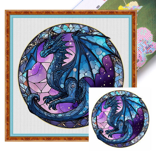 Glass Painting-Pterosaur - 18CT Stamped Cross Stitch 20*20CM