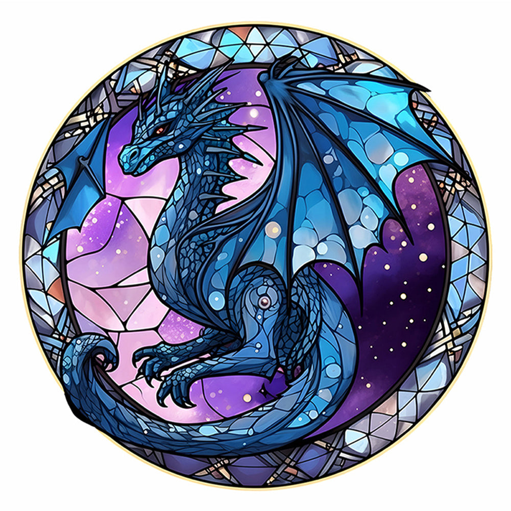 Glass Painting-Pterosaur - 18CT Stamped Cross Stitch 20*20CM