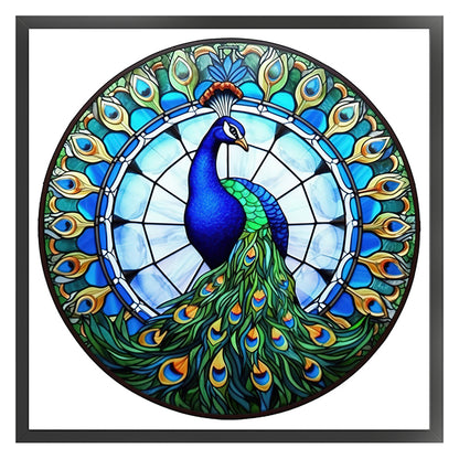 Glass Painting-Peacock - 18CT Stamped Cross Stitch 20*20CM