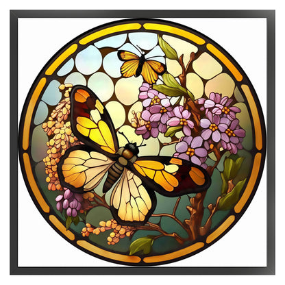 Glass Painting-Butterfly - 18CT Stamped Cross Stitch 20*20CM