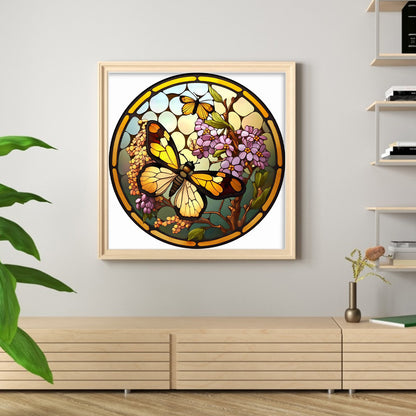 Glass Painting-Butterfly - 18CT Stamped Cross Stitch 20*20CM