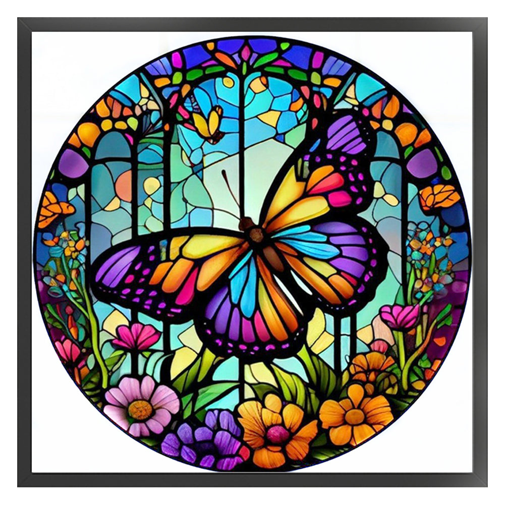 Glass Painting-Butterfly - 18CT Stamped Cross Stitch 20*20CM