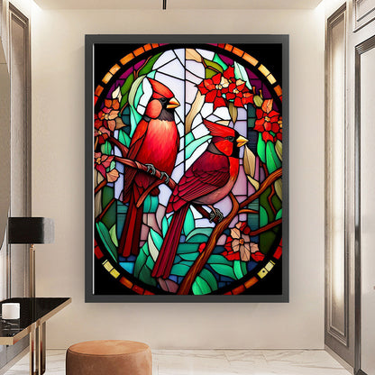 Glass Painting-North American Red Bird - 11CT Stamped Cross Stitch 50*65CM