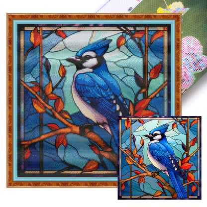 Glass Painting-Bird - 11CT Stamped Cross Stitch 40*40CM