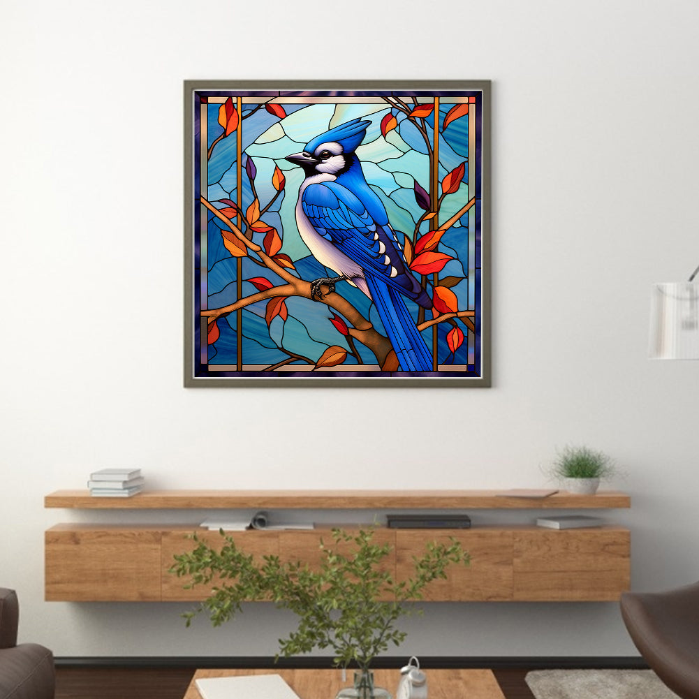 Glass Painting-Bird - 11CT Stamped Cross Stitch 40*40CM