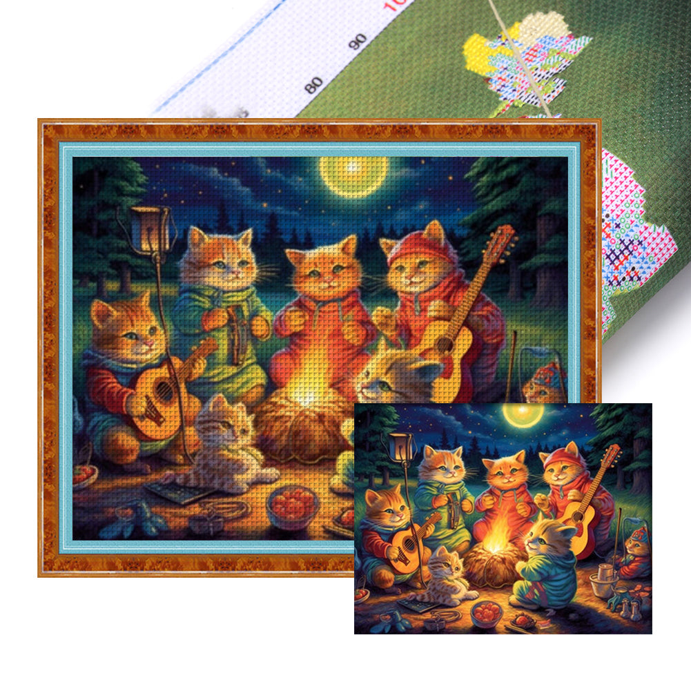 Cat Family - 11CT Stamped Cross Stitch 50*40CM