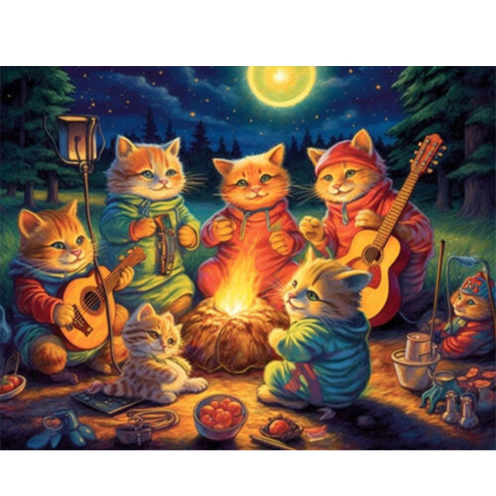 Cat Family - 11CT Stamped Cross Stitch 50*40CM