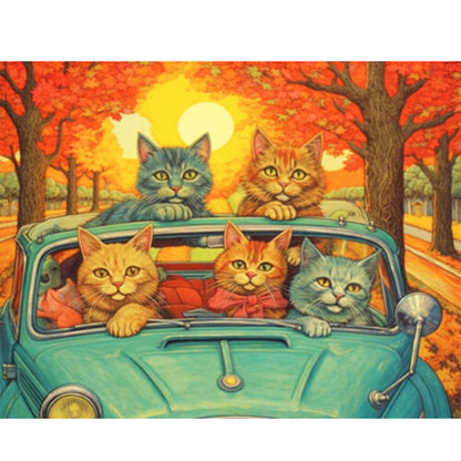 Cat Family - 11CT Stamped Cross Stitch 50*40CM