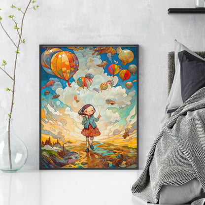 Little Girl And Balloon - 11CT Stamped Cross Stitch 40*53CM