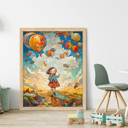 Little Girl And Balloon - 11CT Stamped Cross Stitch 40*53CM