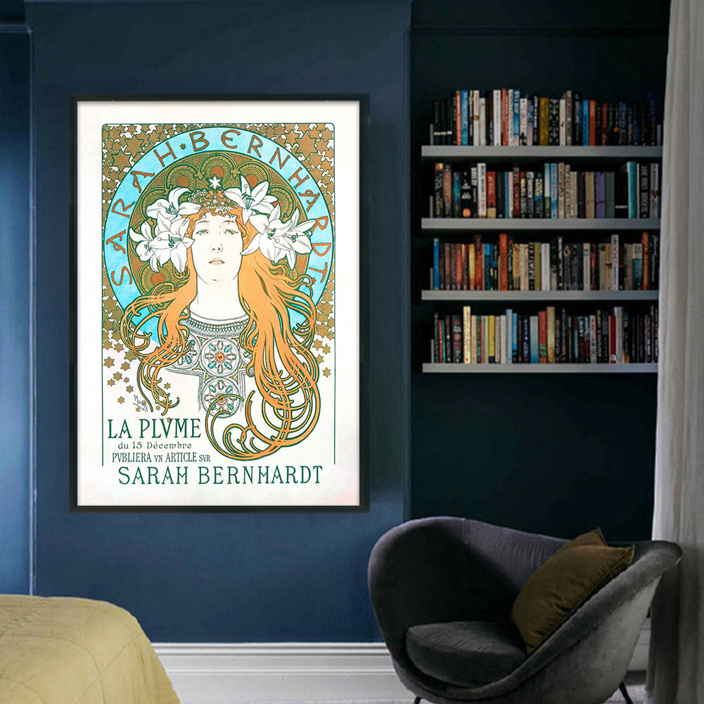 Mucha-Sarah Bernhardt - 11CT Stamped Cross Stitch 50*70CM