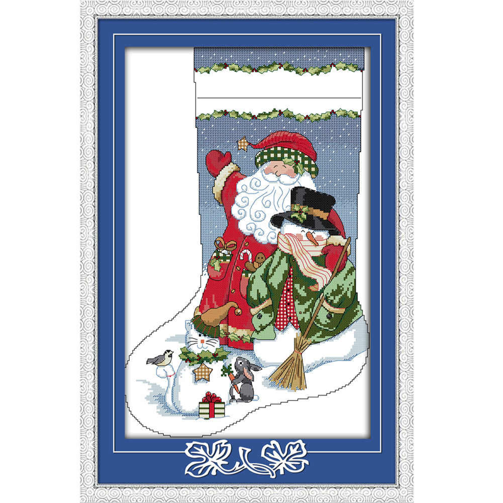 Christmas Socks - 16CT Stamped Cross Stitch 30*43CM(Joy Sunday)