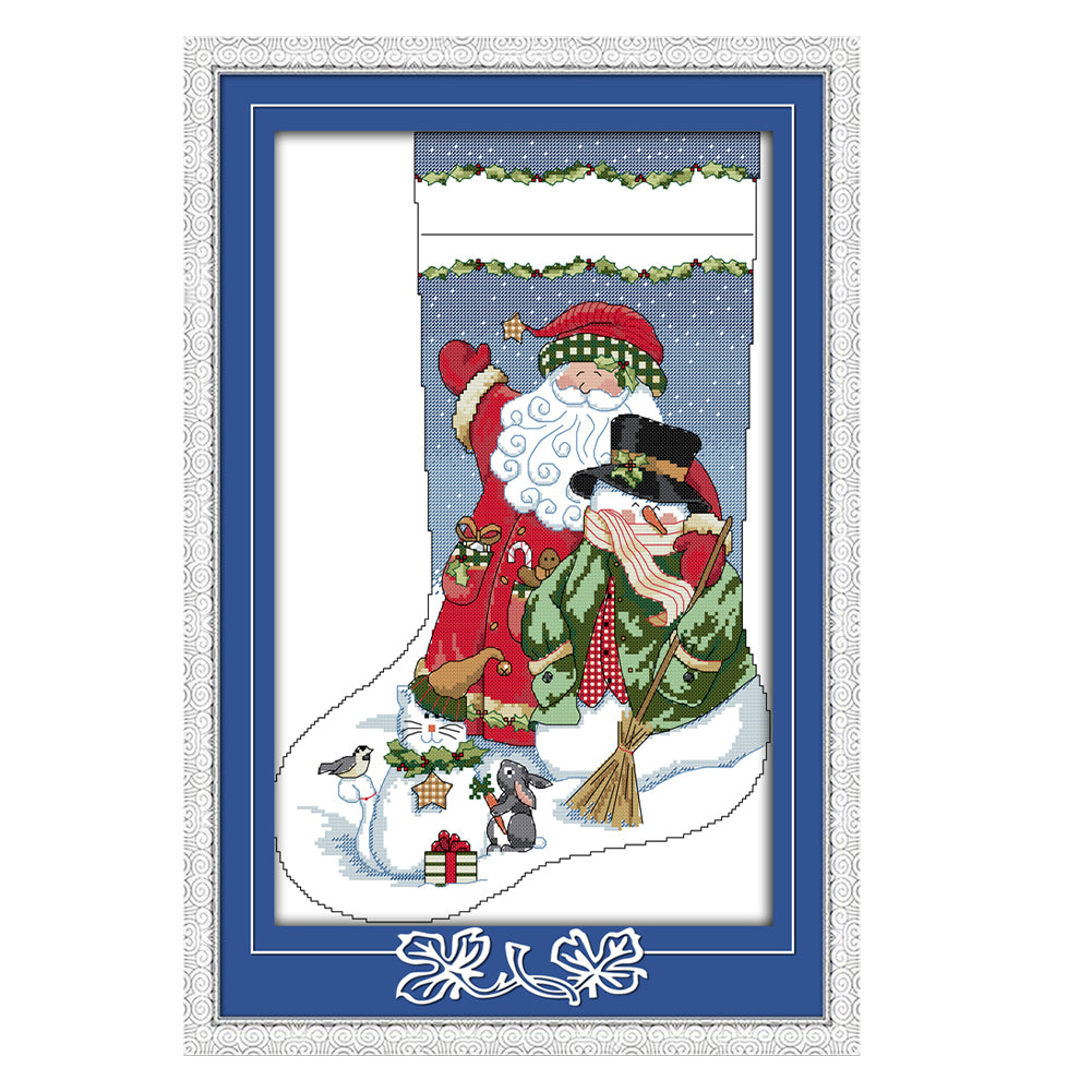 Christmas Socks - 16CT Stamped Cross Stitch 30*43CM(Joy Sunday)