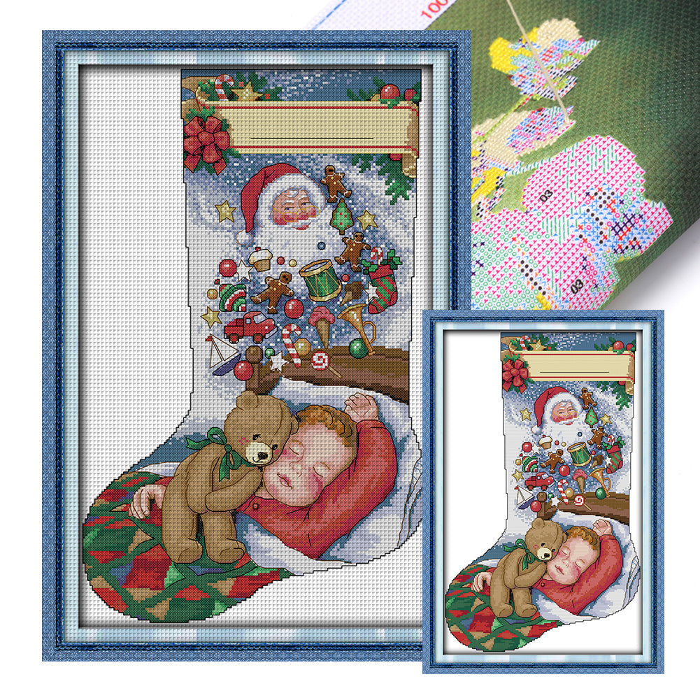 Christmas Stocking Dream - 16CT Stamped Cross Stitch 30*43CM(Joy Sunday)